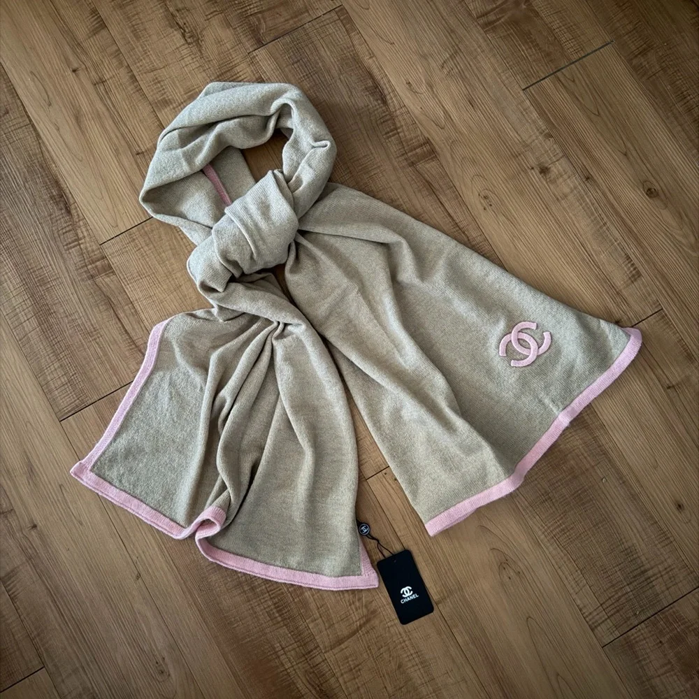 Silk Cashmere Super Soft CC Emblem Monogram Wrap Scarf